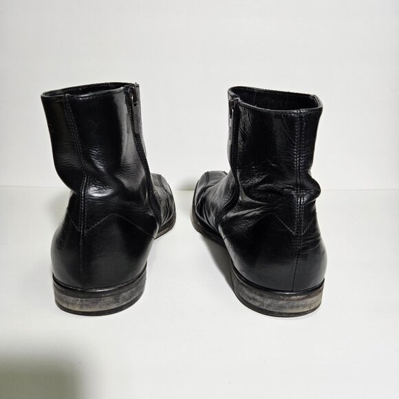 Hugo Boss Black Leather Side Zip Ankle Boots